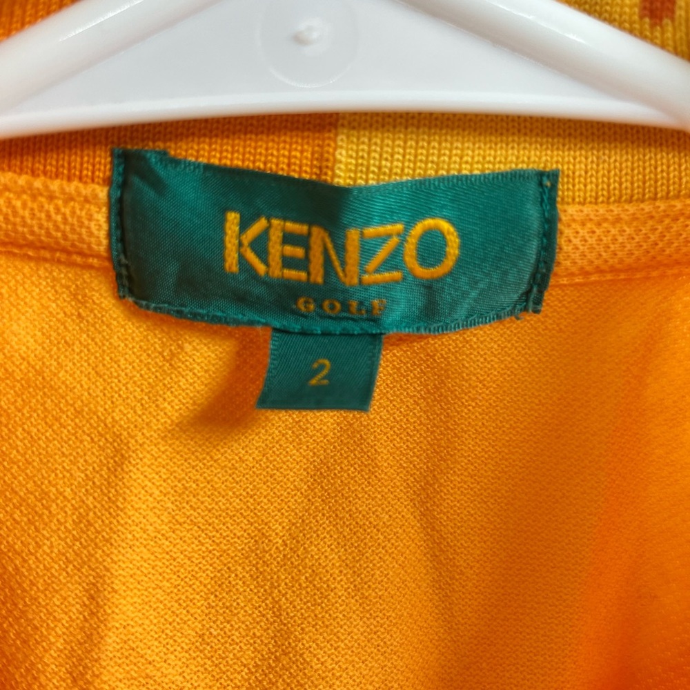 Vintage Kenzo Yellow Collard Floral Embroidered Golf Polo Mens Size 2 - Picture 2 of 11